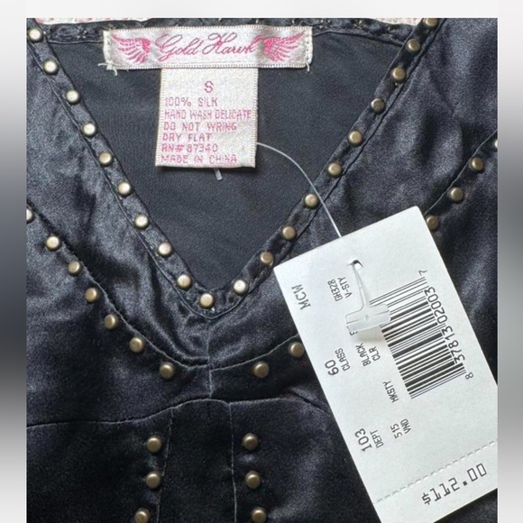 Y2K Elegant Black Satin Tank Top with Stud Accents - Picture 5 of 7